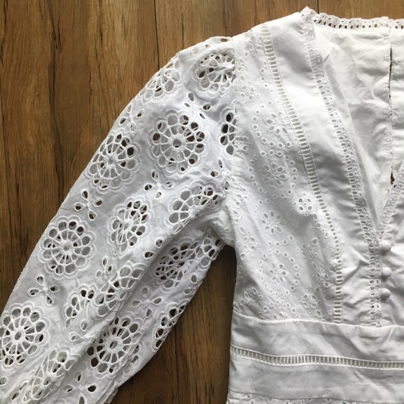 NWOT BANANA REPUBLIC Eyelet Puff-Sleeve Mini Dress - Picture 6 of 13